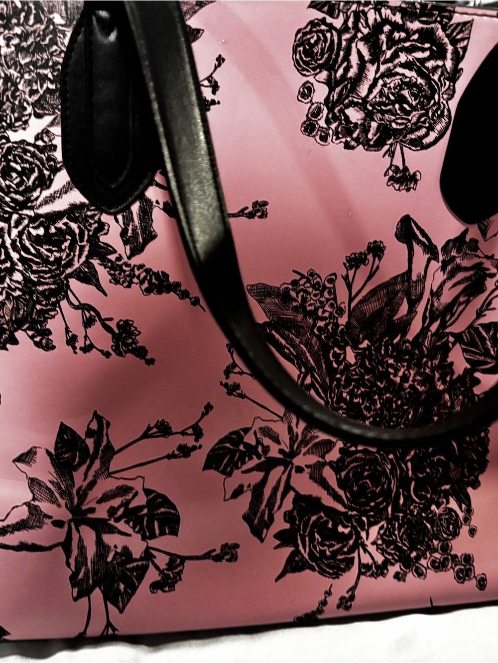 PINK Victoria's Secret Pink Tote with Black Floral Print